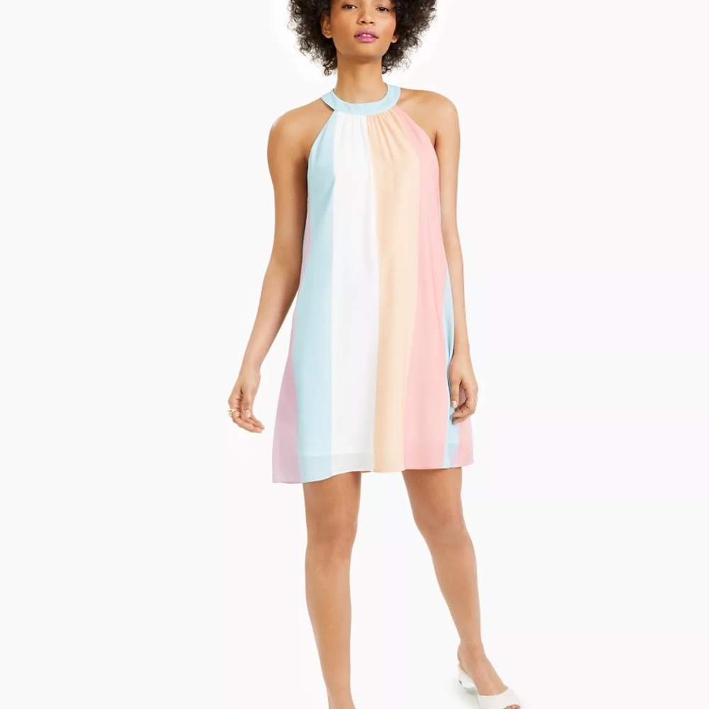 Bar III Striped Halter Swing Dress